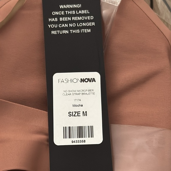 Fashion Nova No Show Microfiber Clear Strap Bralette in Mocha - Picture 4 of 4